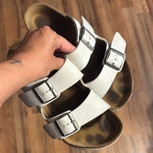 Birkenstock White Arizona Double Strap Sandals